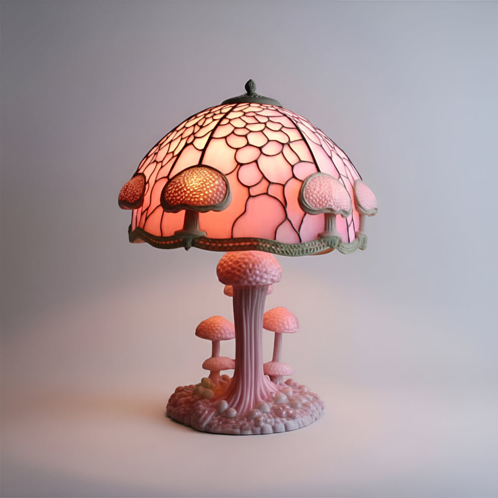 Decorative LED Stained Glass Table Lamp with Artistic Design