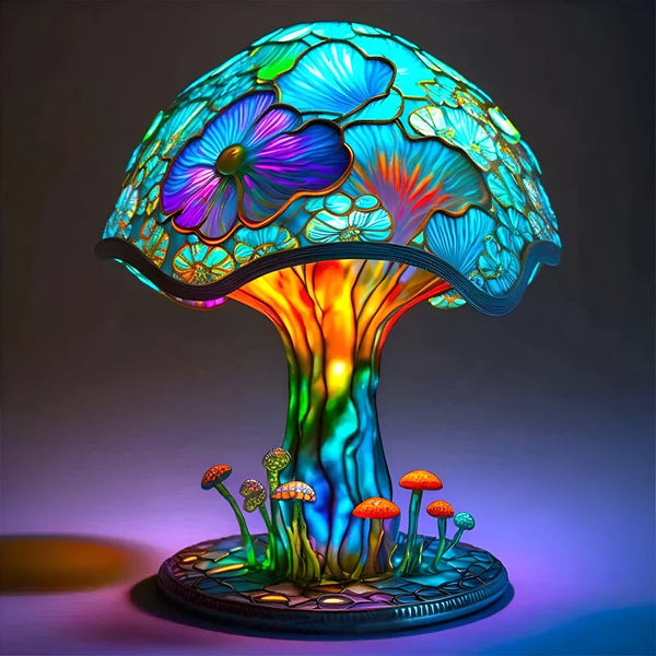 Decorative LED Stained Glass Table Lamp with Artistic Design