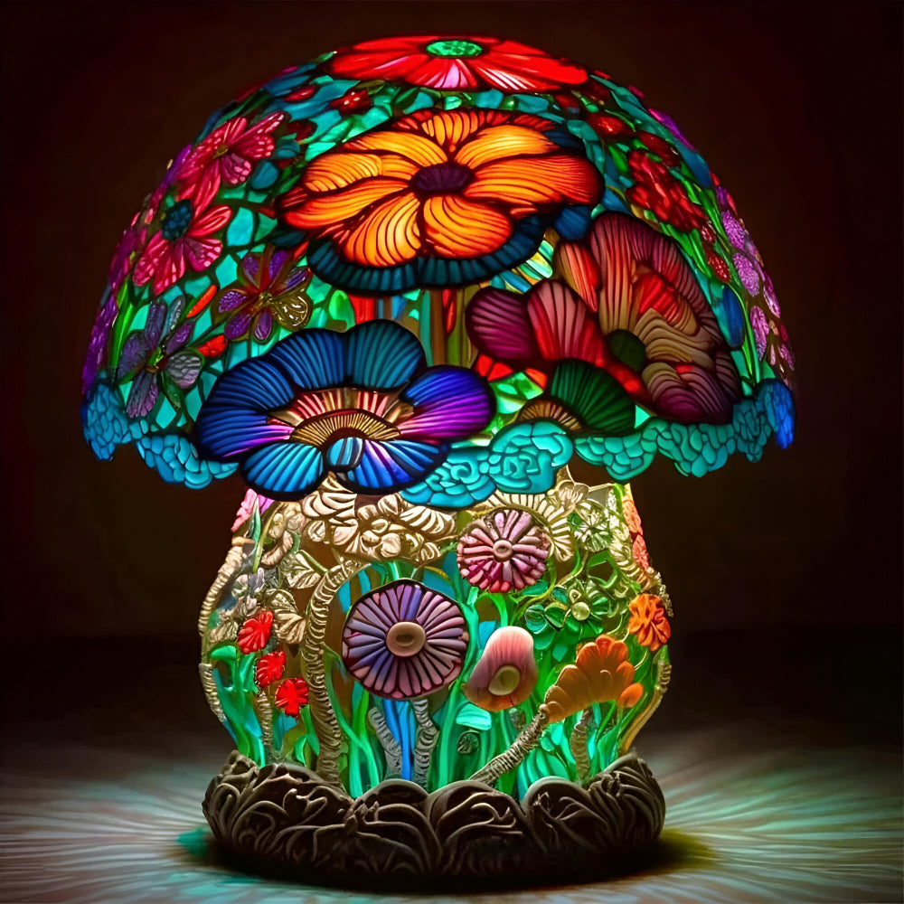 Decorative LED Stained Glass Table Lamp with Artistic Design
