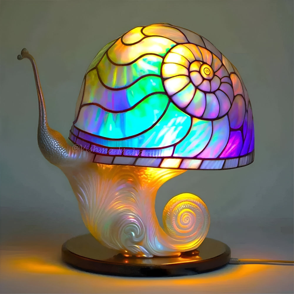 Decorative LED Stained Glass Table Lamp with Artistic Design