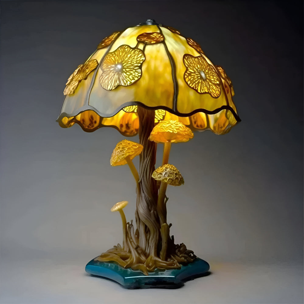 Decorative LED Stained Glass Table Lamp with Artistic Design