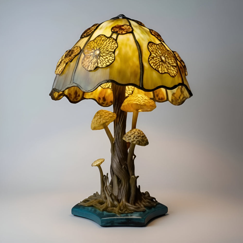 Decorative LED Stained Glass Table Lamp with Artistic Design