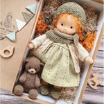 Handcrafted Waldorf Plush Doll – Soft Cotton Toy with Fabric Box | Cute & Cuddly | Perfect for Children's Birthdays & Imaginative Play