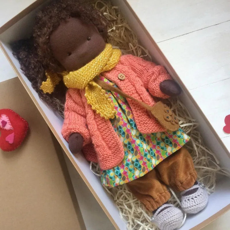 Handcrafted Waldorf Plush Doll – Soft Cotton Toy with Fabric Box | Cute & Cuddly | Perfect for Children's Birthdays & Imaginative Play