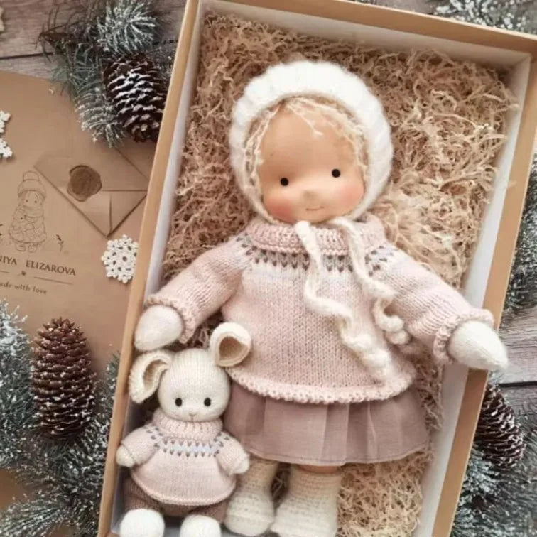 Handcrafted Waldorf Plush Doll – Soft Cotton Toy with Fabric Box | Cute & Cuddly | Perfect for Children's Birthdays & Imaginative Play
