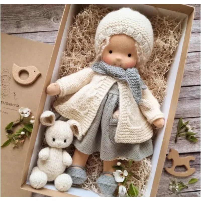 Handcrafted Waldorf Plush Doll – Soft Cotton Toy with Fabric Box | Cute & Cuddly | Perfect for Children's Birthdays & Imaginative Play