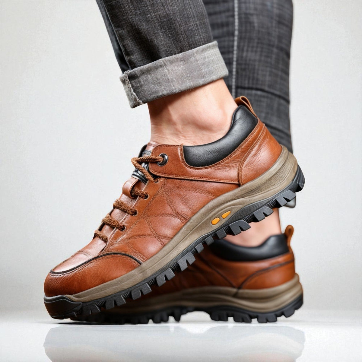 Men's Waterproof Leather Shoes with Posture Support