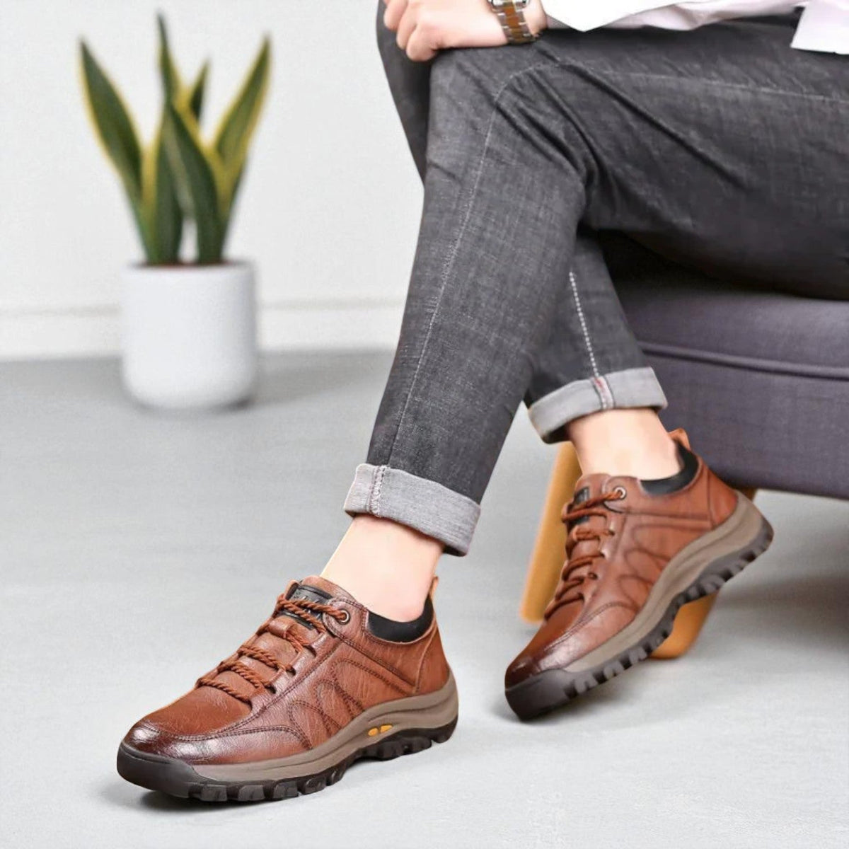 Men's Waterproof Leather Shoes with Posture Support