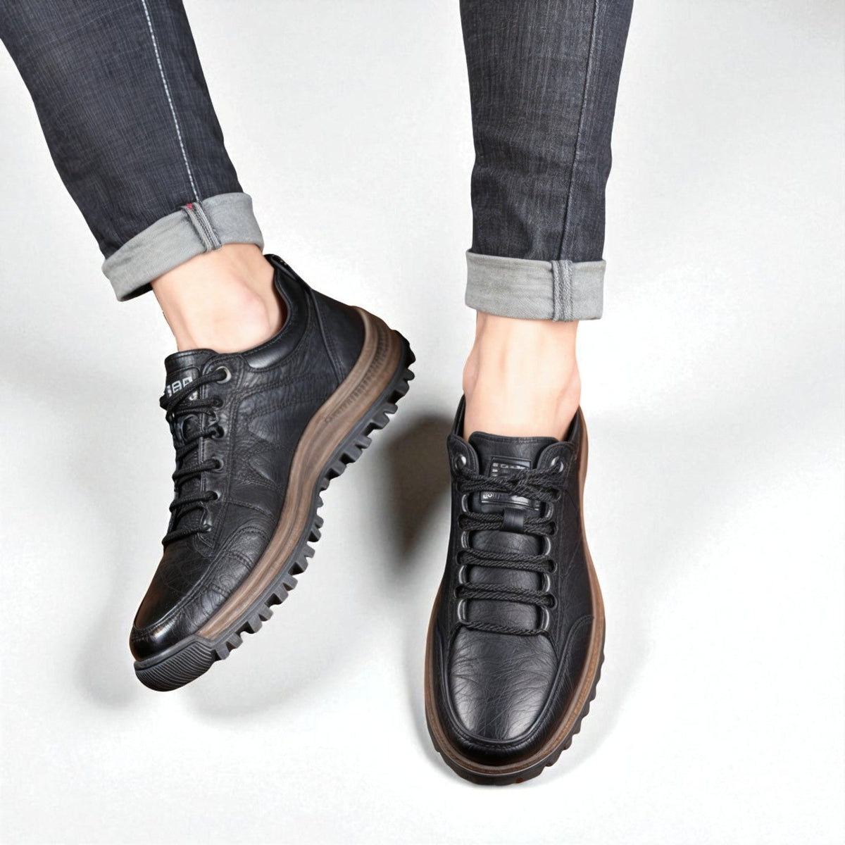 Men's Waterproof Leather Shoes with Posture Support