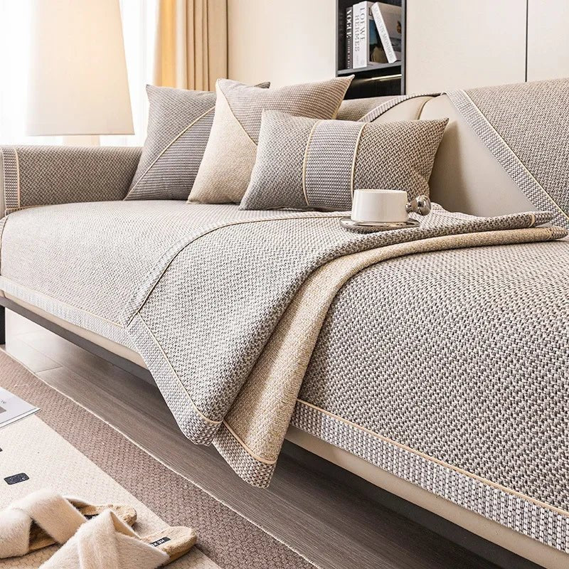 Breathable Non-Slip Cotton-Linen Sofa Cover