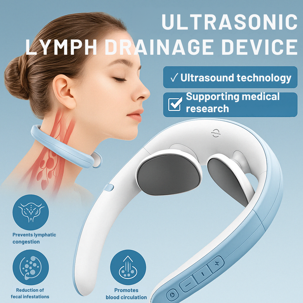 Wireless Ultrasound Neck Massager for Lymphatic Drainage and Relaxation