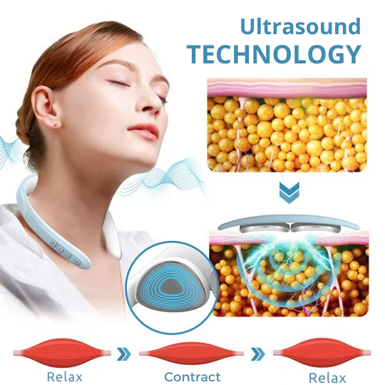Wireless Ultrasound Neck Massager for Lymphatic Drainage and Relaxation