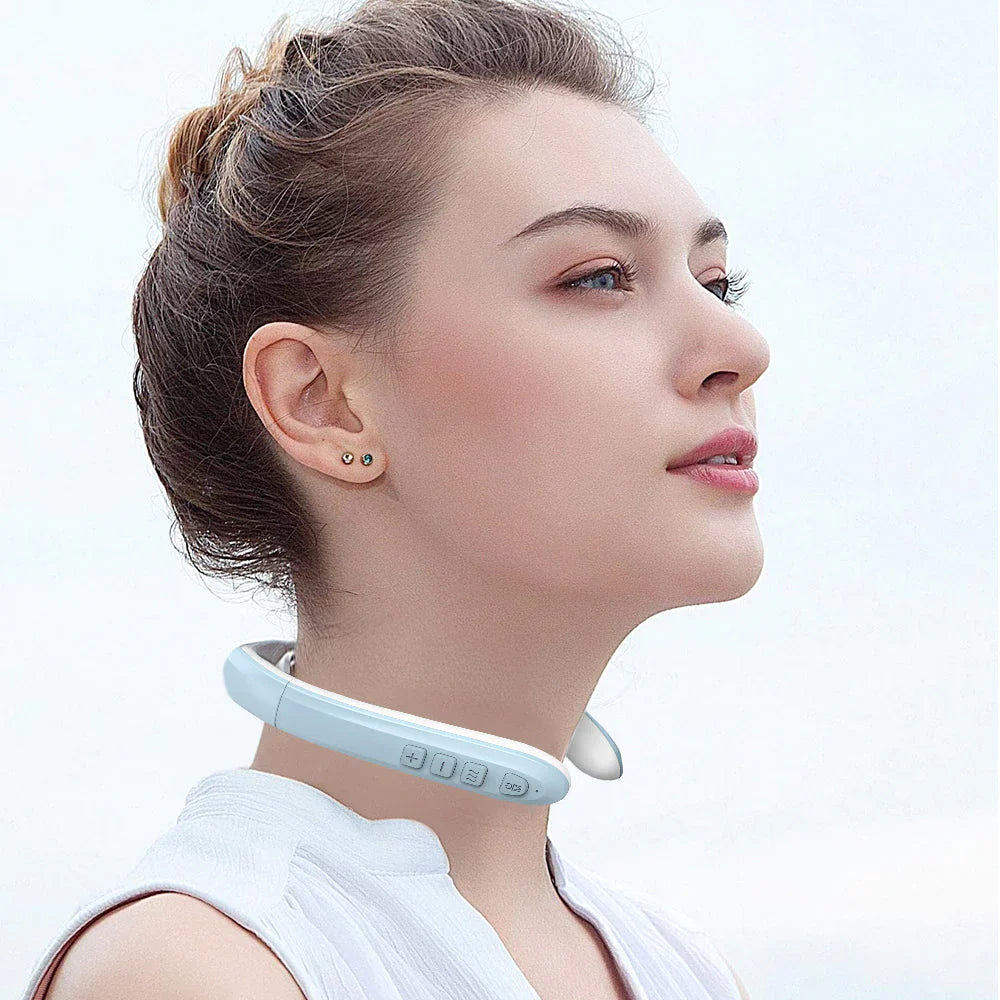 Wireless Ultrasound Neck Massager for Lymphatic Drainage and Relaxation