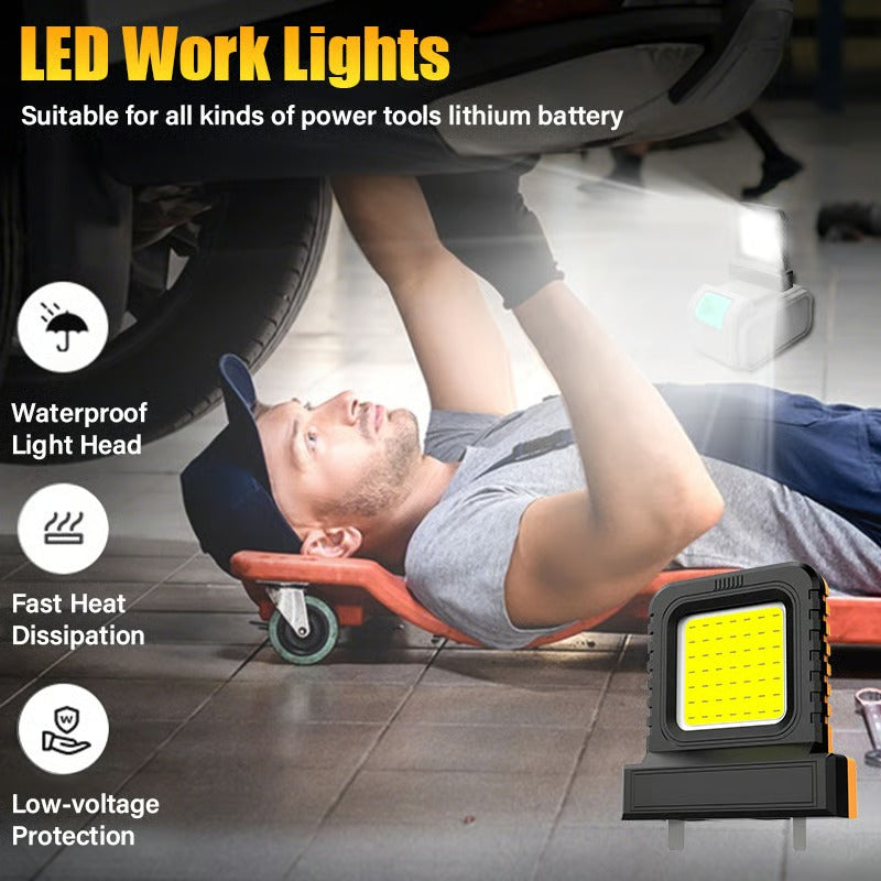 Rechargeable Work Floodlight | Battery-Compatible | COB LED | Ideal for DIY & Outdoor Use