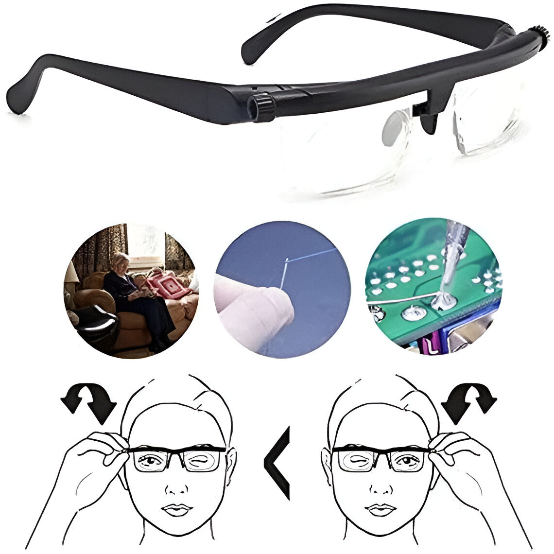 Adjustable Magnification Reading Glasses in TR90 Material