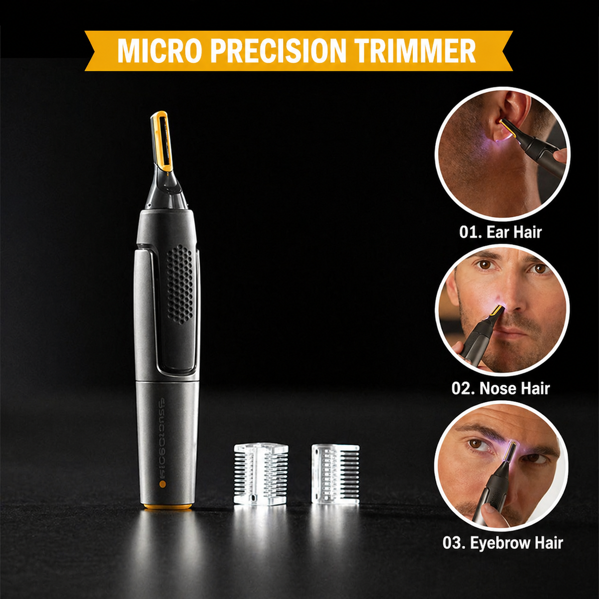 Precision Trimmer | Titanium Coated Stainless Steel Blade with LED Light | Ultra Lightweight