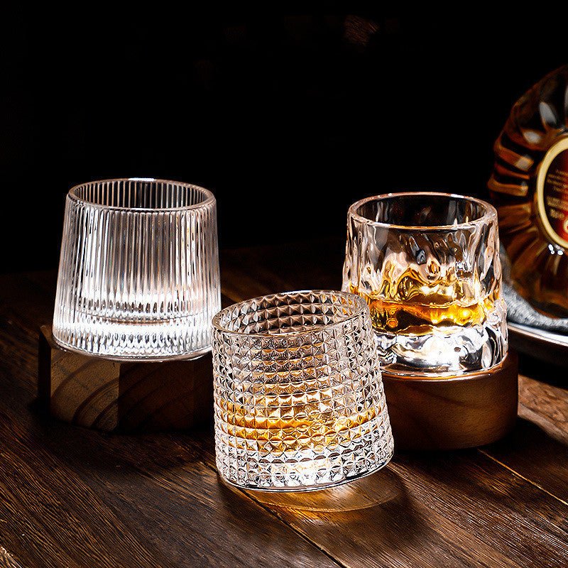 Rotating Crystal Whiskey Glass Set
