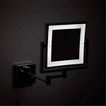 Adjustable LED Black Square Magnifying Makeup and Bathroom Mirror
