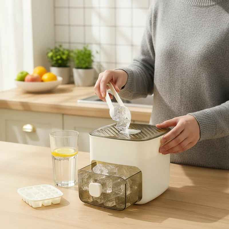 Effortless Ice Cube Tray with Dispensing Feature – 48 Spill-Free Cubes