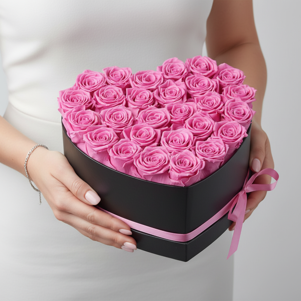 Forever Rose Gift Heart-Shaped Decorative Box