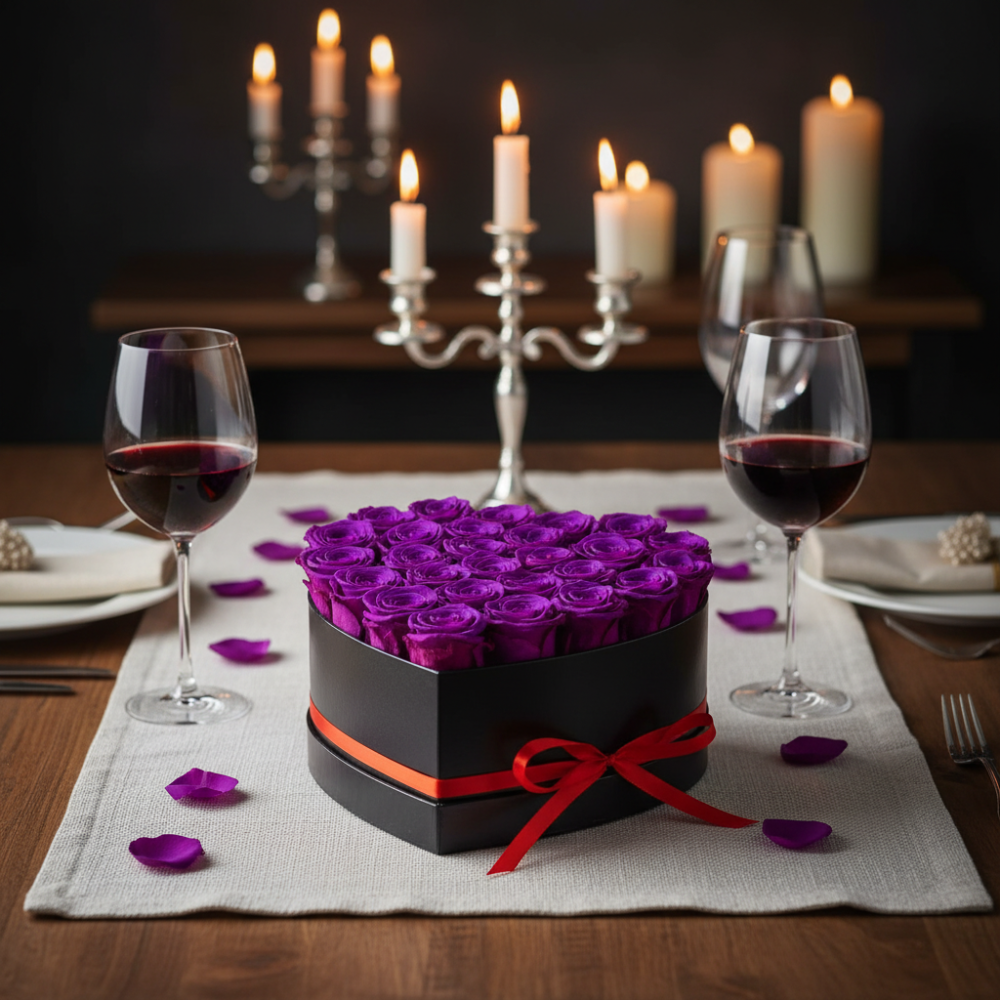 Forever Rose Gift Heart-Shaped Decorative Box