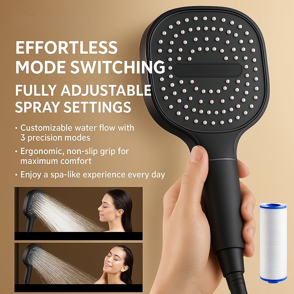 High-Pressure Filtered Shower Head with Turbo Boost & Rain Spray