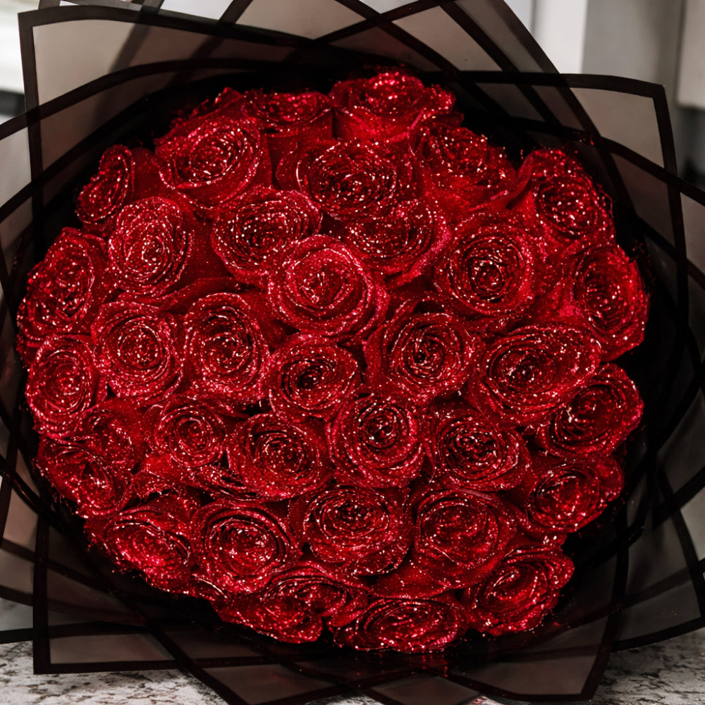 Decorative Gift Box with Artificial Glitter Roses