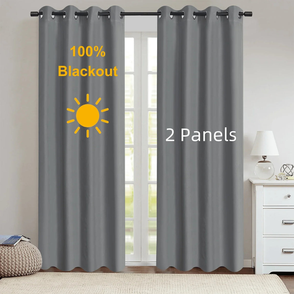 Modern 100% Blackout Curtains with Coated Lining for Bedroom & Living Room
