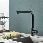 Pull-Out Kitchen Faucet - Flexible 2-Mode Stream and Spray Head, Stainless Steel Hot-Cold Water Mixing Fixture