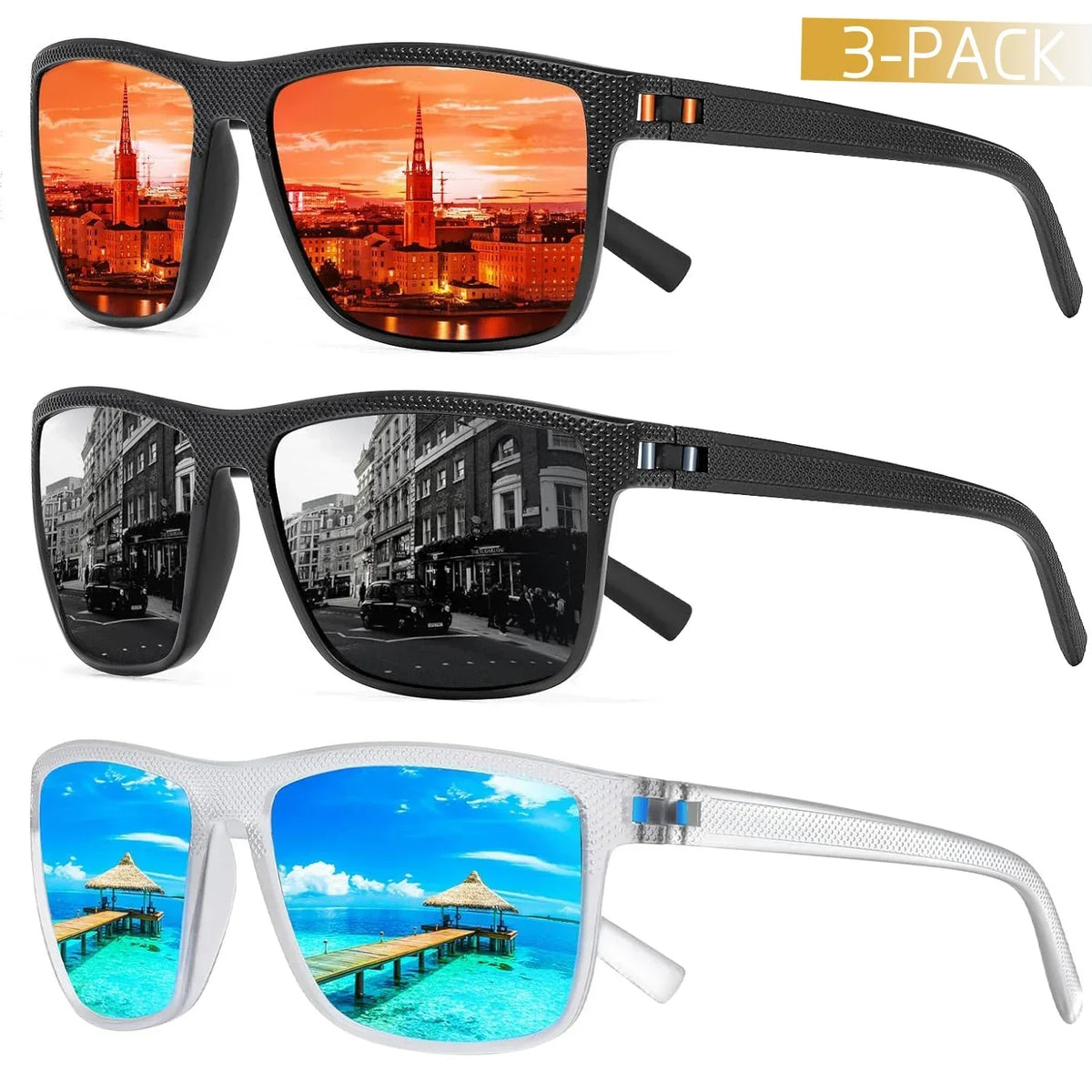 Polarized Sunglasses 3-Pack – Stylish and Protective