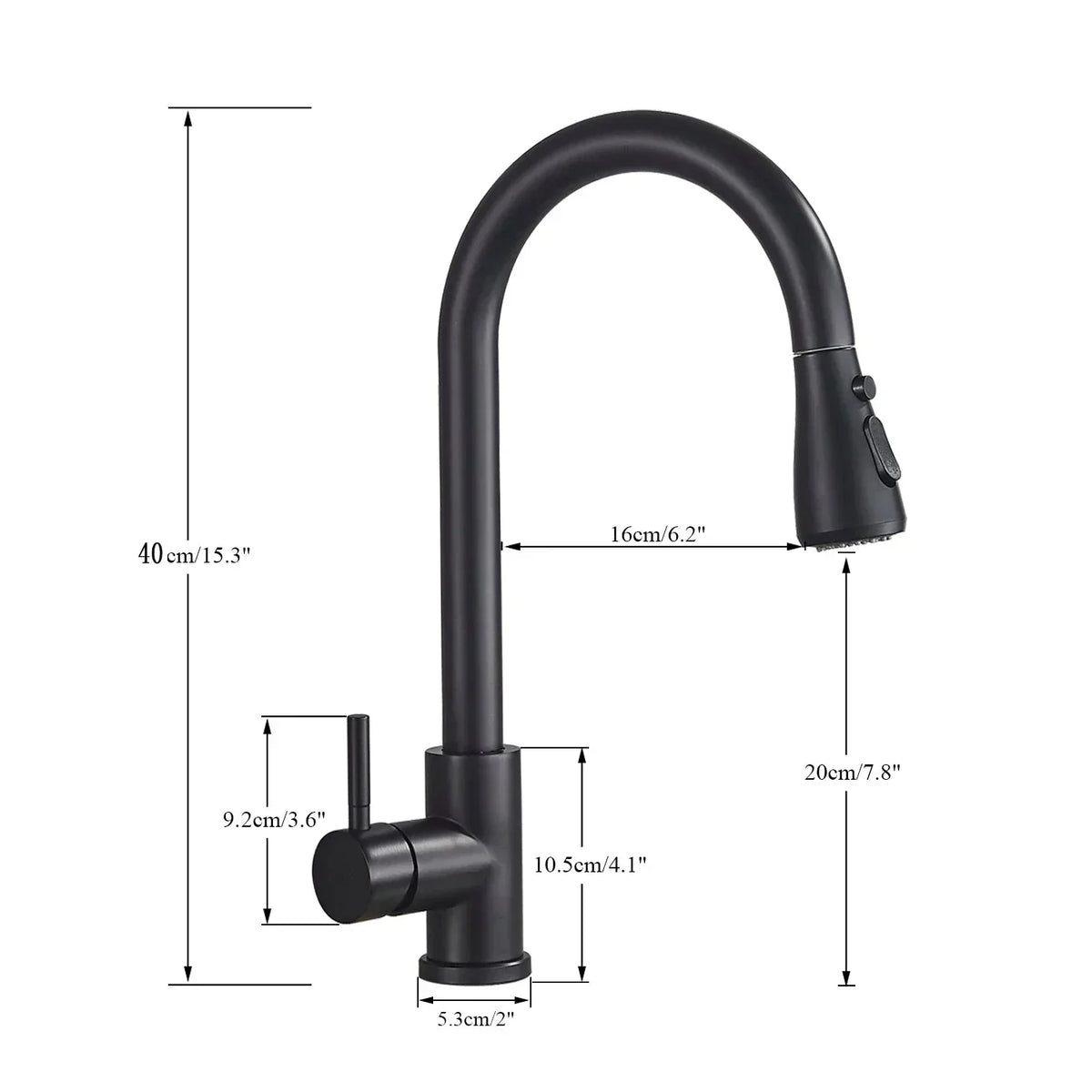 Pull-Out Faucet with Single Lever Mixer – Flexible Faucet with Shower Function, High Quality Stainless Steel, Ideal for Modern Kitchens, Easy Installation