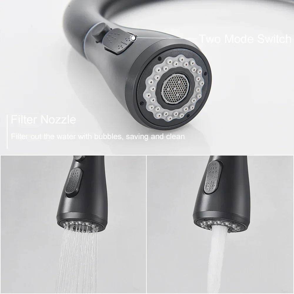 Pull-Out Faucet with Single Lever Mixer – Flexible Faucet with Shower Function, High Quality Stainless Steel, Ideal for Modern Kitchens, Easy Installation