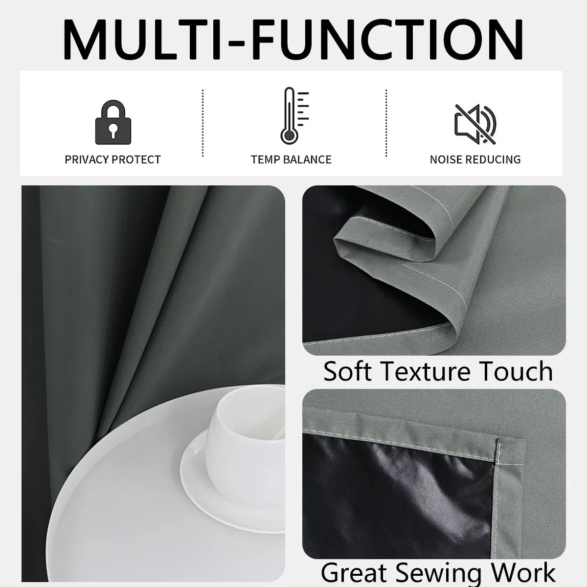 Modern 100% Blackout Curtains with Coated Lining for Bedroom & Living Room