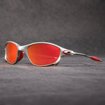 Sporty Polarized Sunglasses – Metal Frame with Red Lenses