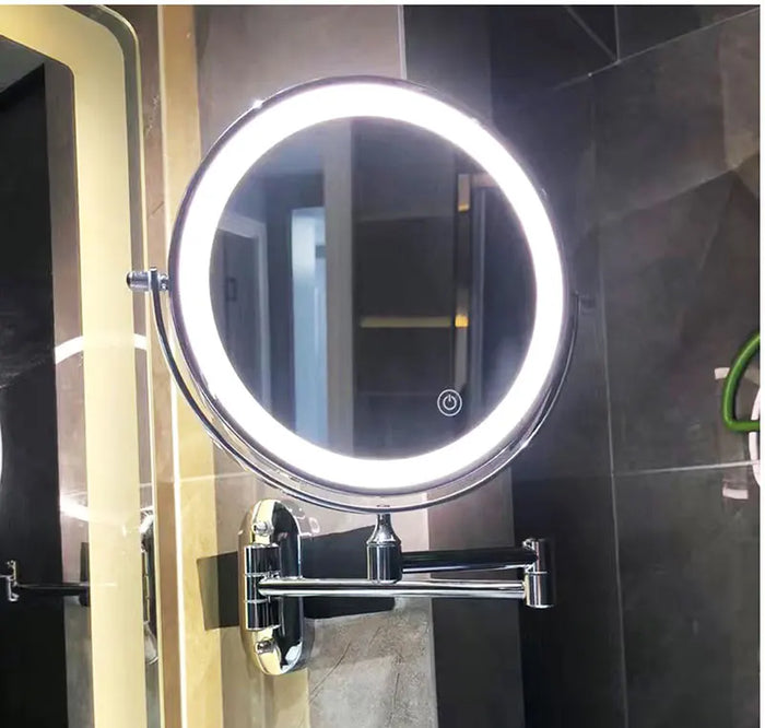 Rechargeable LED Magnifying Mirror | Sleek Design with Adjustable Lighting | Perfect for Makeup Application