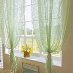 French Country Style Lace Curtain with Beaded Phoenix Tail Detail