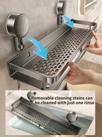 Drill-Free Suction Cup Bathroom Shelf with Drip Tray