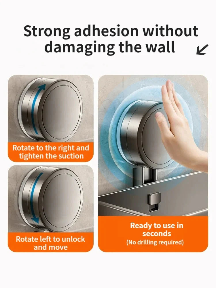Drill-Free Suction Cup Bathroom Shelf with Drip Tray