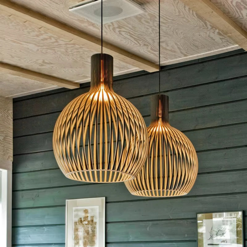 Organic Wood Pendant Light – Cozy Interior Design