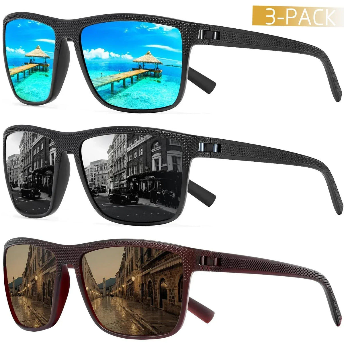 Polarized Sunglasses 3-Pack – Stylish and Protective