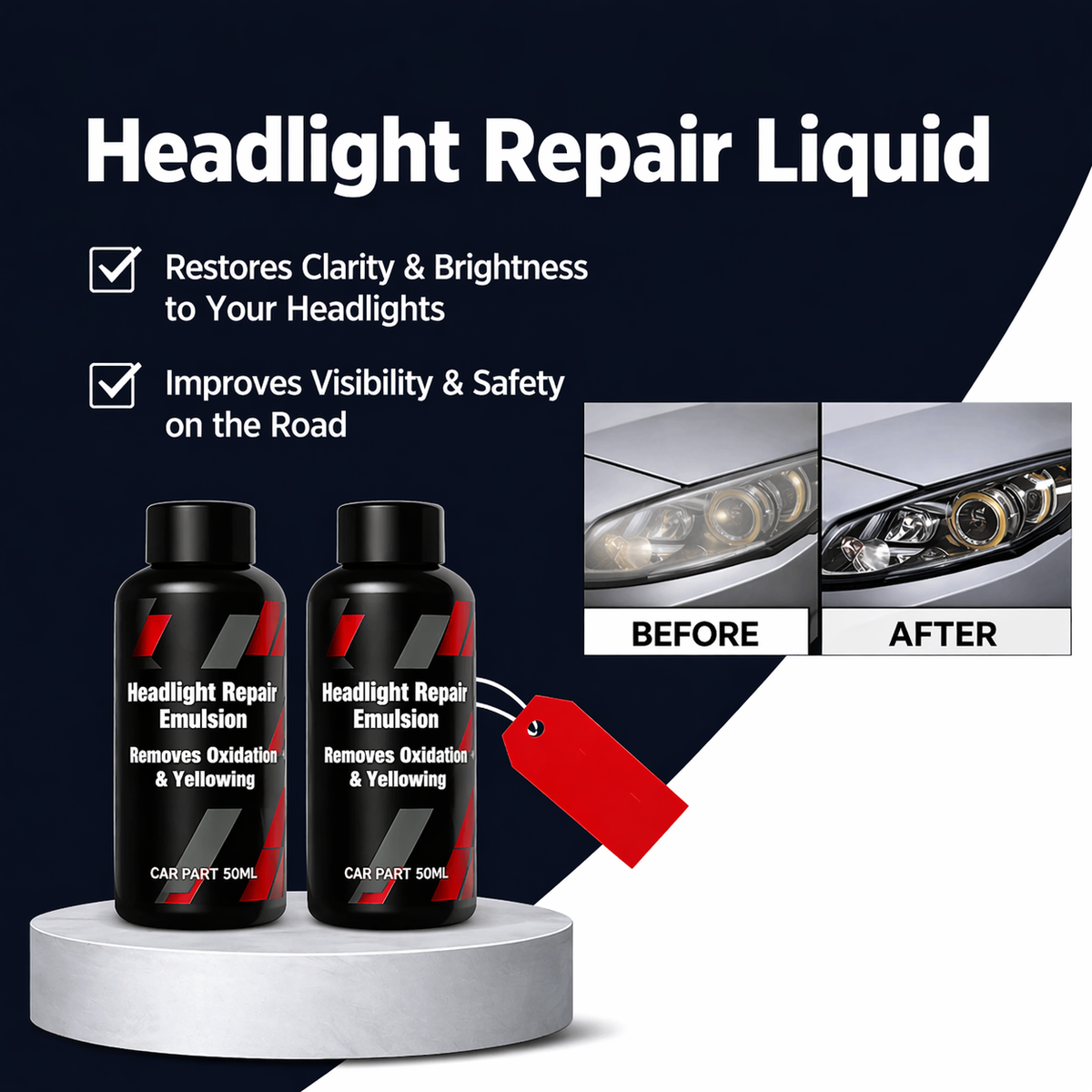 Headlight Restoration Fluid | Eliminates Yellowing | Instant Clarity | UV Protection