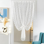 French Country Style Lace Curtain with Beaded Phoenix Tail Detail