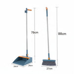 Rotatable Long Handle Broom and Dustpan Set with Built-In Comb Teeth