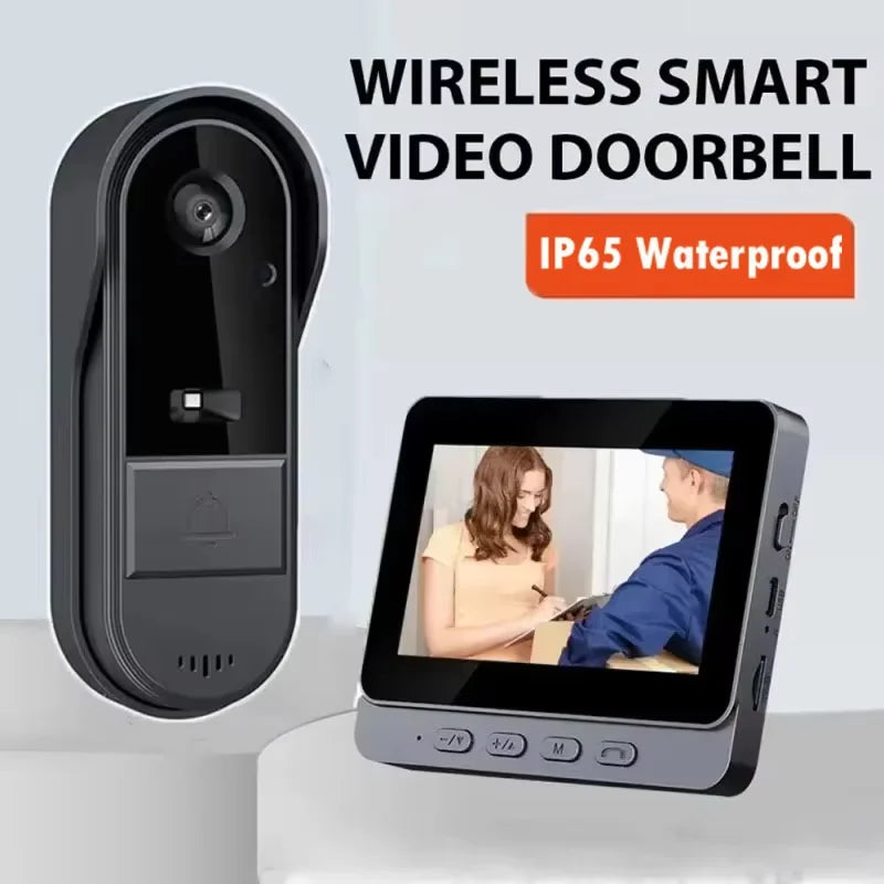 Wireless Video Doorbell with Intercom and HD Night Vision – 4.3” IPS Display, Waterproof
