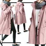 Waterproof and Windproof Hooded Trench Coat for Women