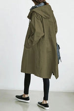 Waterproof and Windproof Hooded Trench Coat for Women