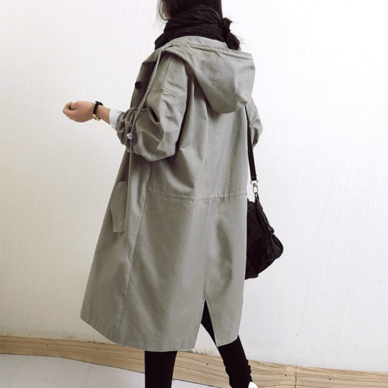 Waterproof and Windproof Hooded Trench Coat for Women