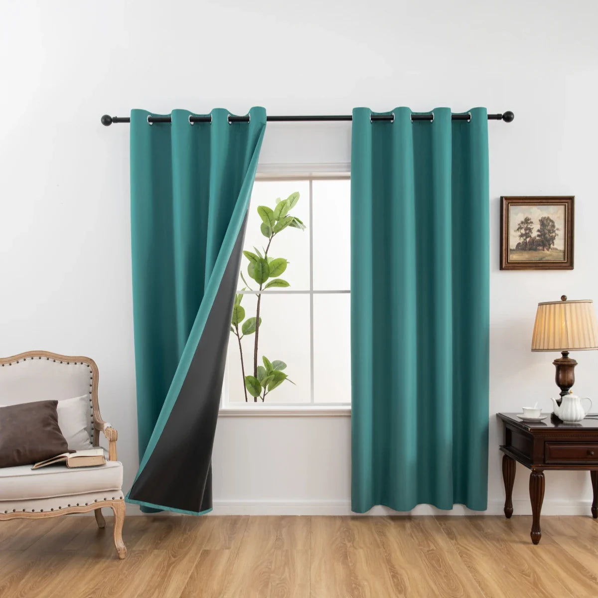 Modern 100% Blackout Curtains with Coated Lining for Bedroom & Living Room
