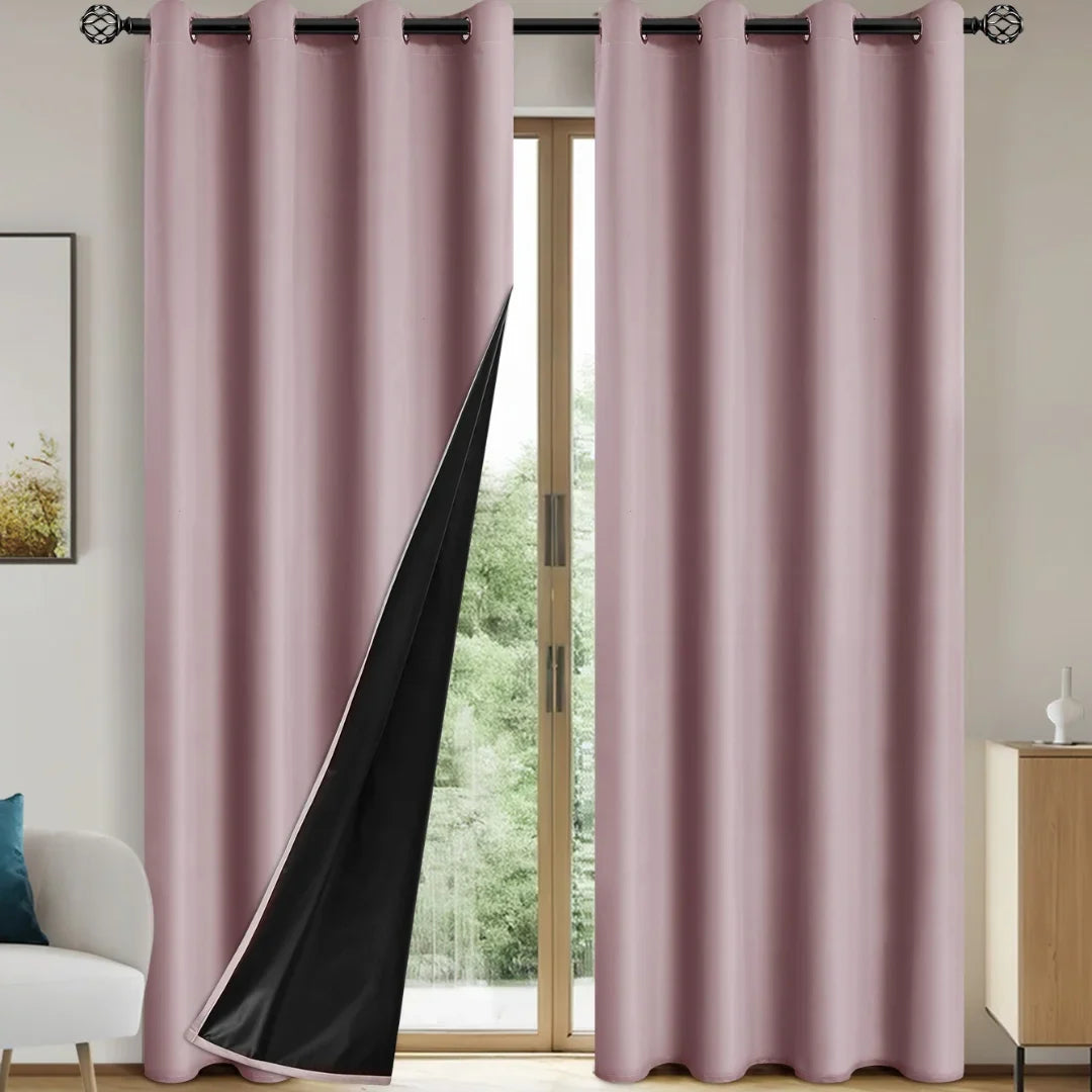 Modern 100% Blackout Curtains with Coated Lining for Bedroom & Living Room