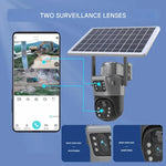 Dual Lens Solar Security Camera | 10x Zoom 360° PTZ | 12,000 mAh IP66 4G WLAN